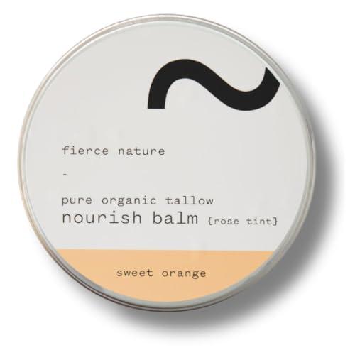 Nourish Tallow Balm with Rose Tint, Natural, Bioavailable Skin Care Essential, Lip Balm, Face Care Must-Have, Vitamin-Rich Body and Face Moisturiser, Sweet Orange, 100g