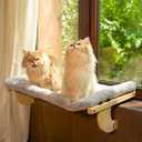 Zuvmi Oversized Cat Window Perch, 31.5 x 14.96 in, Cat Window Hammock with Plush Bolster for Large Felines and Multi Felines, Adjustable Cats Bed for Windowsill, Bedside, Cabinet & Drawer (Gray)