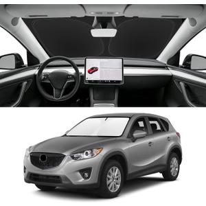 Custom Fit Windshield Sun Shade for Mazda CX5 2013-2016, Foldable Car Sunshade with Storage Bag, UV & Heat Reflector, Keeps Interior Cool