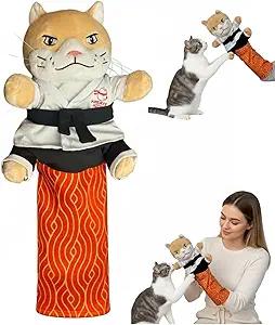 Karate Kitty Puppet Cat Wrestling Glove with Protective Forearm Sleeve, Interactive Hand Puppet Toy for Safe Play with Kittens and Adult Cats