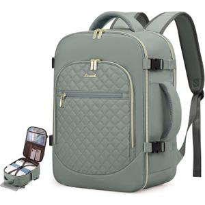 LOVEVOOK Carry on Backpack, 30L Travel Backpack for Women Airline Approved,Luggage Business Weekender Overnight Daypack as Personal Item fit for 15.6 inch Laptop,Gray Green