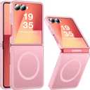 NO.1 Magnetic for Samsung Galaxy Z Flip 7 Case Compatible with MagSafe [Military Grade Drop Tested][Translucent Matte][Anti-Fingerprint] Soft Silicone Bumper for Samsung Flip 7 Case Slim, Pink