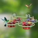 Dreamdrawer 2 Pack Window Hummingbird Feeder, Small Hummingbird Feeder for Outdoors with Strong Suction Cup - Metal Base & 6 Feeding Ports, Easy to Clean and Refill, Green