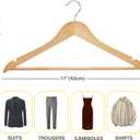 Wooden Hangers - 60 Pack - Clothes Hanger for Daily Used,Heavy Duty Wood Hangers with Precisely Cut Notches,Coat Hanger for Closet, Clothes Hangers for Shirt Suit Dress (Natural)