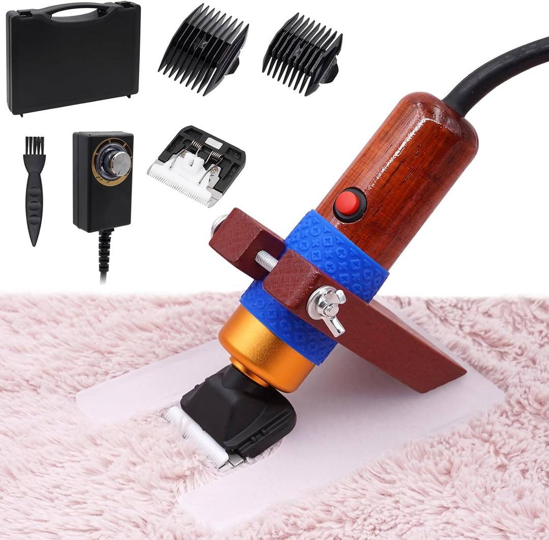 Carpet Trimmer with Shearing Guide, Rug Tufting Carver Clippers, Tufting Rug Clippers Kits, Electric Speed Adjustable Low Noise for Clean Handmade Rug Keep Tufted Rug Surface Uniform, 200W