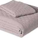 Amazon Basics Brushed Microfiber Quilt Set, Extra Soft with Natural Texture, 2-Piece, Twin/Twin XL, Purple