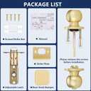 Gold Door Knobs Interior, Satin Brass Door Knobs for Bedroom and Bathroom, Privacy Door Knob with No Lock, Modern Round Ball Door Handle, Heavy Duty Stainless Steel, Keyless Locking, 1 Pack