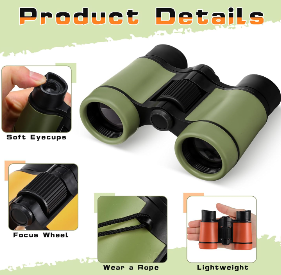 Foilswirl 12 Pack Kid Binoculars Shockproof Mini Compact Binoculars Toys for Girls Boys Small Folding Telescope for Bird Watching Educational Learning Camping Birthday Gifts
