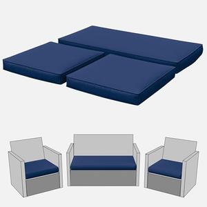 Tounosnt 3 Pcs Outdoor Cushion Covers, Patio Cushion Covers Replacement Fit for 4-Seater Wicker Rattan Patio Set Chair Couch,36×18×2,18×18×2, Covers Only, Blue