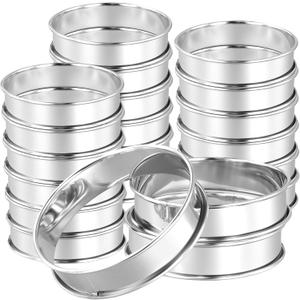 PINGEUI 30 Pack 4 Inches English Muffin Rings, Stainless Steel Round Crumpet Rings,Silver Double Rolled Baking Tart Rings for Dessert