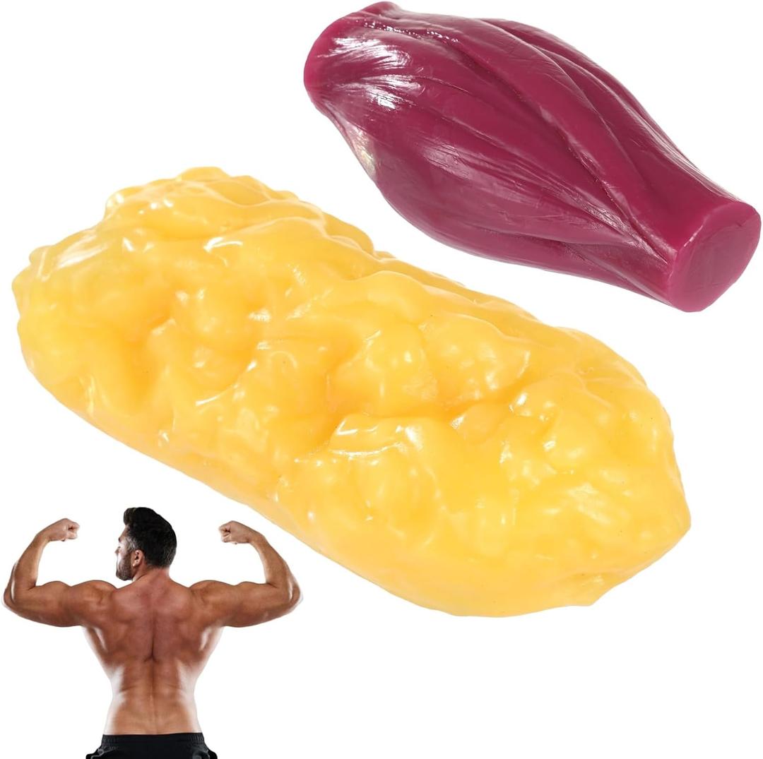 Anjetan 2 Pcs Human Muscle & Fat Anatomy Model Set, 1 lb Fat & 1 lb Muscle Replica, Realistic Anatomy Replica for Education, Fitness Motivation, Nutrition Analysis