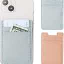 4 x 2Pack Phone Wallet,Leather Phone Card Holder Adhesive Stick On Credit Card Pocket for Back of Phone Case iPhone and Android-Pink,Blue