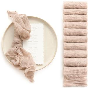 Ling's Moment Luxury Cloth Wedding Napkins - 19x19 Inch Reusable Cheesecloth Linen Napkins for Wedding Reception, Bridal Shower, Dinner Table - Washable, Durable (Set of 10), [Warm Sand]