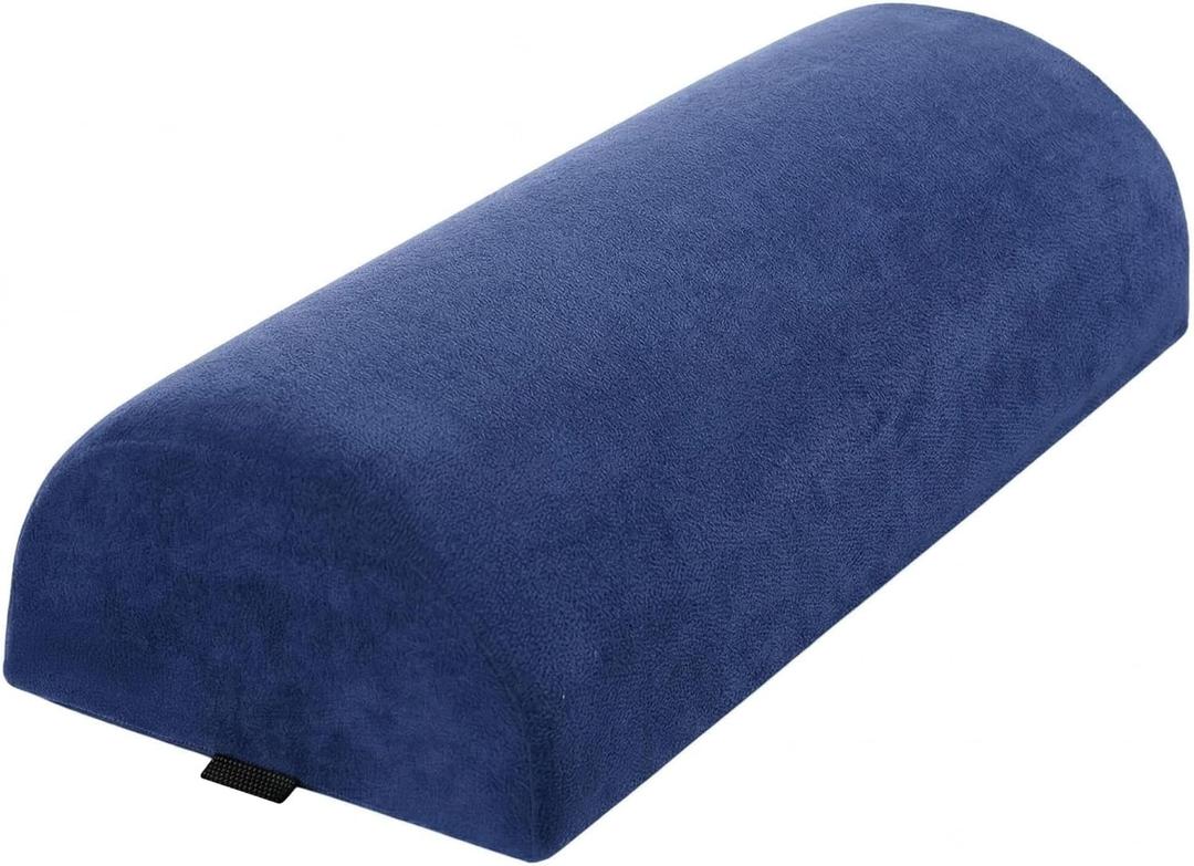 Under Knee Pillow, Half Moon Leg Pillow - Memory Foam Ergonomic Support Pillow for Side & Back Sleepers, Pain Relief & Alignment, Under Knee, Lumbar & Multi-Use Bolster Blue