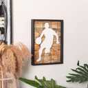 NIKKY HOME Basketball Decor Framed Wall Art Wooden Basketball Player Poster Hanging Vintage Rustic Retro Funny Sport Room Decor Accessories Unique Birthday Gifts for Teen Boys Fan Men Kids, 12" x 16"