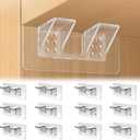 12 Pcs Punch Free Shelf Support PegSelf Adhesive Support Shelf BracketStrong Load Bearing for Shelves Kitchen Cabinet Book Closet