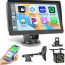 Backup Camera Carplay Screen for Car Truck,7" HD Portable Car Stereo with Wireless Android Auto Screen,Touchscreen Car Play Dash Cam,Audio Receivers USB,Voice Control,Bluetooth 5.1,GPS Navigation