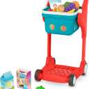 B. toys Shop & Glow Toy Cart Pretend Play Toys for Toddlers Grocery Cart with Lights & Sounds Basket & Play Food 2+ Years (13 Pieces), Large