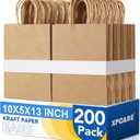 XPCARE Large Brown Paper Bags, 200 Pcs 10x5x13 Paper Gift Bags with Handles, 1 Count