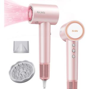 Hair Dryer, 160,000 RPM High-Speed Ionic Blow Dryer for Fast Drying, Professional Lightweight Hairdryer with Diffuser, Magnetic Nozzle, 4 Temps & 2 Speeds, Low Noise for Travel & Home - Pink