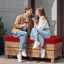 idee-home Outdoor Bench Cushion Waterproof, Bench Cushions for Outdoor Furniture, Patio Porch Swing Replacement Seat Pad with Ties for Garden Backyard, 48 x 18 Inch Red