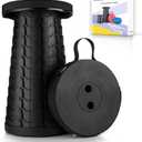 Boreeman Upgraded Folding Stool Lightweight Yet More Sturdy with Load Capacity 400lbs Portable Collapsible Stool for Camping Fishing Hiking BBQ (Black)