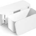 YECAYE 2 Pack Cable Management Box, Pet Friendly Cord Organizer Box for Home & Office, Child-Proof Cable and Power Strip Protector Box, Wire Hider and Cord Organizer for Desk, White