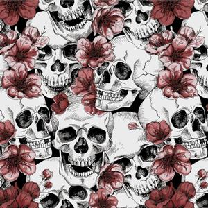 Red Skull Floral Peel and Stick Wallpaper Halloween Sugar Skull Floral Removable Self Adhesive Wallpaper for Bedroom,Farmhouse Vinyl Adhesive Accent Wall Decorations 17.7in x 118in