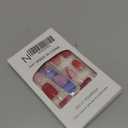 TBRZTR 24Pcs Red French Press on Nails Square False Nails Gold Stripe Design Full Cover Coffin Nails Artificial Stick on Nails Red Acrylic Nails Short Glue on Nails for Women Manicure Kit