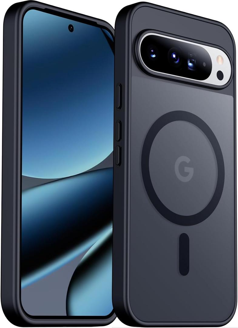 SPIDERCASE Magnetic for Google Pixel 10/Pixel 10 Pro Case, Military Grade Drop Protection Slim Translucent Matte Shockproof Anti-Fingerprint Phone Case for Pixel 10/10 Pro 6.3 inch, Black