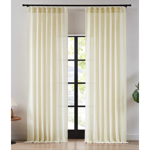 Pleated Drapes Linen  Gardens 40W×85L Beige