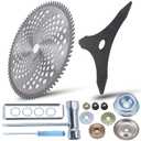 10" x 3 Teeth Carbon Steel Brush Cutter Blades & 10" x 80T Carbide Tip Brush Blades with 2 Different Adapter Kits,Premium Stainless Steel Trimmer Head Compatible with Cutter, Trimmer, Weed Eater
