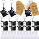 12 Sets Movie Night Party Favors Director Clapboard Tape Measure Keychain Thank You Tag Organza Gift Bag for Movie Theatre Party Supplies Wedding Birthday Film Cast Decor