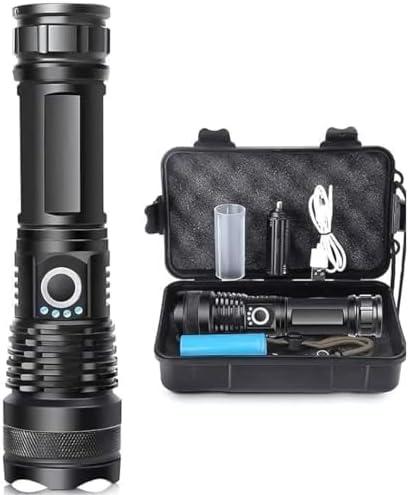 Persacom Rechargeable Flashlight 100,000 Lumen - USB Fast Charging, Power Display, 5 Modes, Tactical Zoom, Ideal for Camping and Hiking