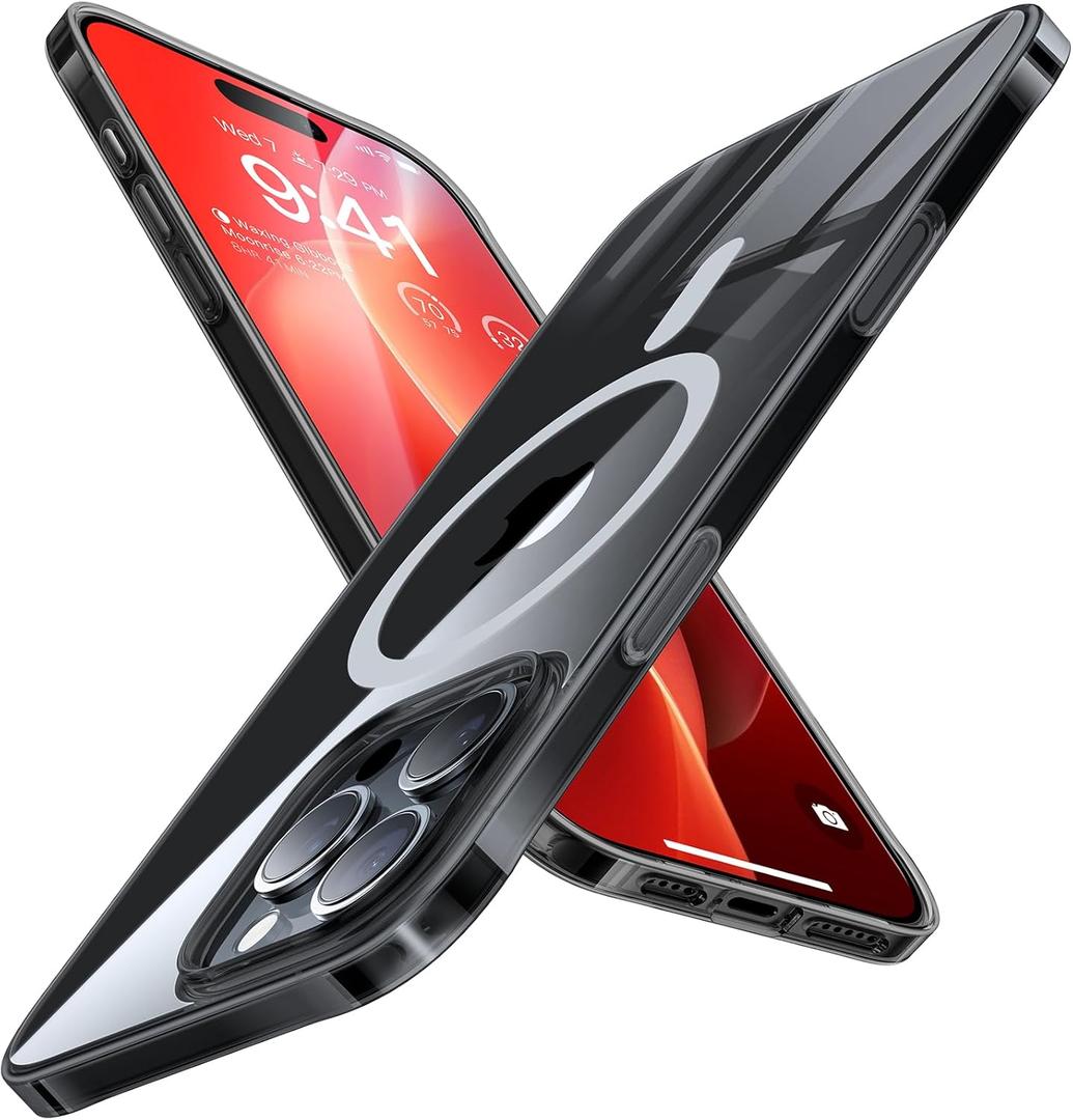 TORRAS Magnetic Slim Fit for iPhone 16 Pro Case, 6.3 inch, Ultra-Thin, Compatible with MagSafe, Lightweight Matte Anti-Scratch Hard PC Cover Phone Case, Clear Black