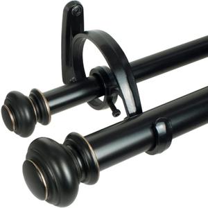 Decopolitan Urn Telescoping Double Drapery Rod Set, 72-144", Antique Bronze