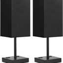 Plus Set of 2 Black Lamp for Nightstand - Touch Lamps for Bedroom, 5000K White Light for Living Room, Bedside Table Lamp for Men (17.4 in)