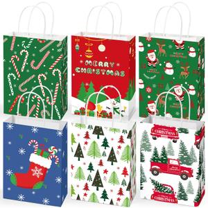 Christmas Gift Bags - 12 Pack Bags for Gifts - Small CHRISTMAS Gift Bags | Xmas Gift Baskets | christmas Treat Bags - Christmas Goodie Bag - Christmas Gift for Kids Men Women,8.2x5.8x3.1 Inch