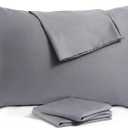 Cotton Pillow Protectors/Cases Queen Size with Zipper 4 Pack Grey Color,Cooling & Breathable Bed Pillow Protectors Set of 4 Pillow Cases Cover (Queen Size 20" x 30")