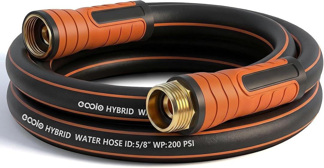 Short Garden Hose 10 ft x 5/8", Heavy Duty Small Flexible Water Hose, Kink Resistant Lightweight Hybrid Hose, Leakproof Yard Hose with Male to Female Fittings