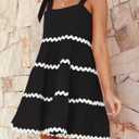 ZESICA Women's Summer Swing Mini Dress Casual Spaghetti Straps Sleeveless Smocked Backless Flowy A Line Sundress (Black, L)