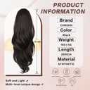 Ponytail Extension, Drawstring Ponytail Extension for Women 26 Inch Long Dark Brown Wavy Layered Pony Tails Hair Extensions Synthetic Clip in Ponytail Hairpiece for Women