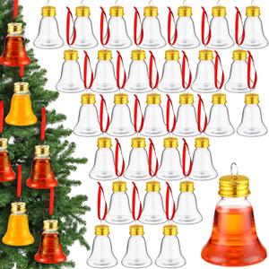 Patelai 36 Pcs Christmas Drink Balls Clear Shot Glass Ornaments Christmas Tree Fillable Ornaments Plastic Xmas Water Bottle Bulbs for Holiday Party Decorations Indoor Outdoor(Bell,50 ml)