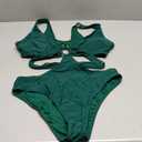 Women's Deep V Neck One Piece Swimsuit O-Ring Swimwear Sexy Cut Out Bathing Suit (Army Green, Small) 