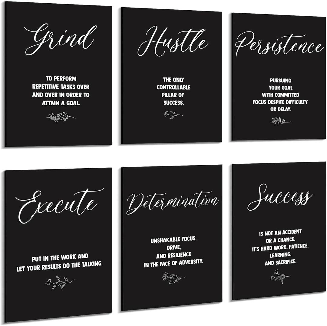 Coume 6 Pack Art Acoustic Panels 12" x 16" Inspirational Self Adhesive Soundproof Wall Panels Motivational Decorative Sound Absorbing Studio Acoustic Treatment Home Decorations(Classic Style)