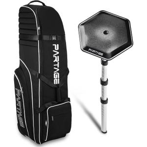 Partage Golf Travel Bag with Wheels, Golf Travel Case for Airlines, 900D Heavy Duty Oxford -Black (Black+Support System)