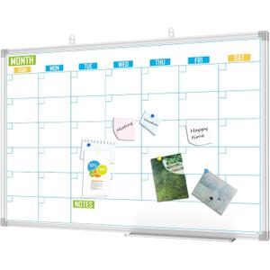 Lockways Dry Erase Calendar Whiteboard, Monthly Dry Erase Calendar Whiteboard 36x24 Inches- Aluminum Framed Wall- Mounted Planner
