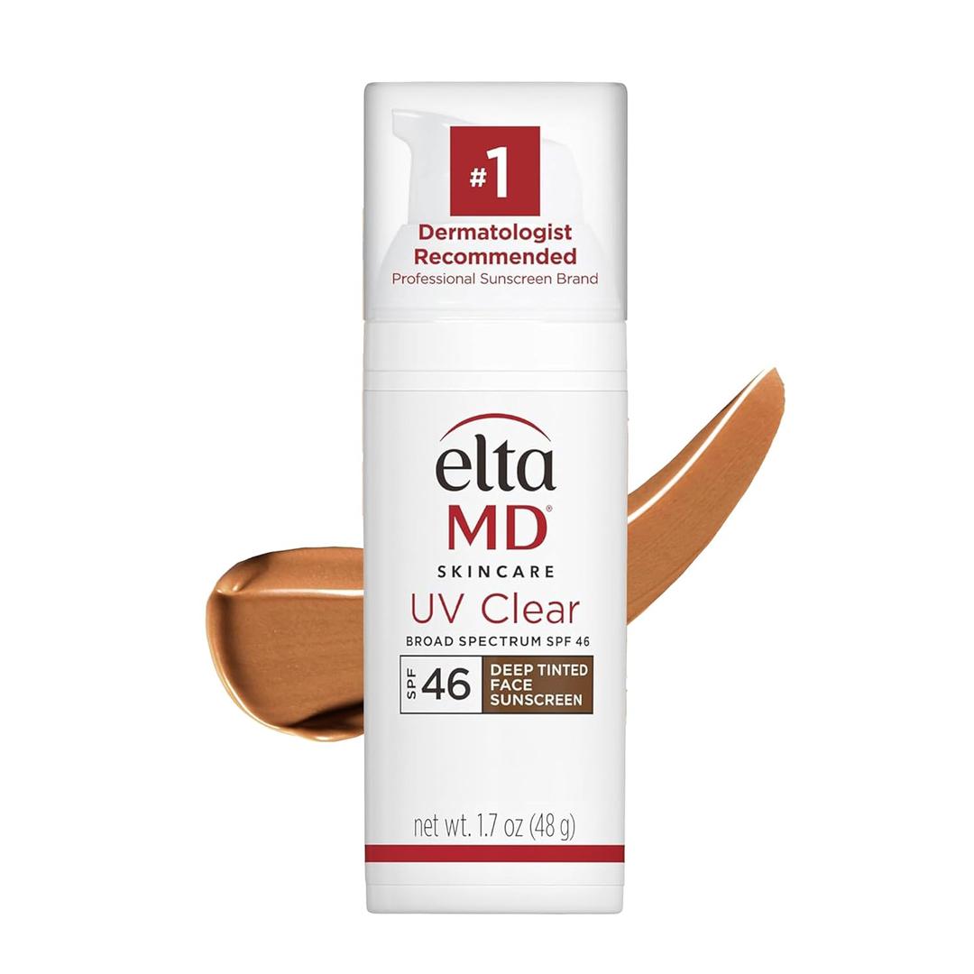 EltaMD UV Clear Tinted Face Sunscreen, SPF 46 Oil- Free with Zinc Oxide, Dermatologist Recommended (Deep Tinted (Deeper Skin Tones) 1.7 oz)