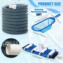 3 Pcs Pool Vacuum Kit Manual Vacuum Head with 1-1/2" x 18ft Hoses and Skimmer Net Flexible Head with Side Brushes and Wheels, Maintenance Accessories for Above Ground Inground Pool Cleaning