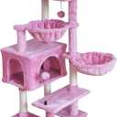 KIYUMI Cat Tree Cat Tower Condo with Sisal Scratching Post for Indoor Cats Cat Tree Cat Furniture with Hammock Perch and Kitten Ball Toys, Multi-Level Pet Activity Center Pink (39")